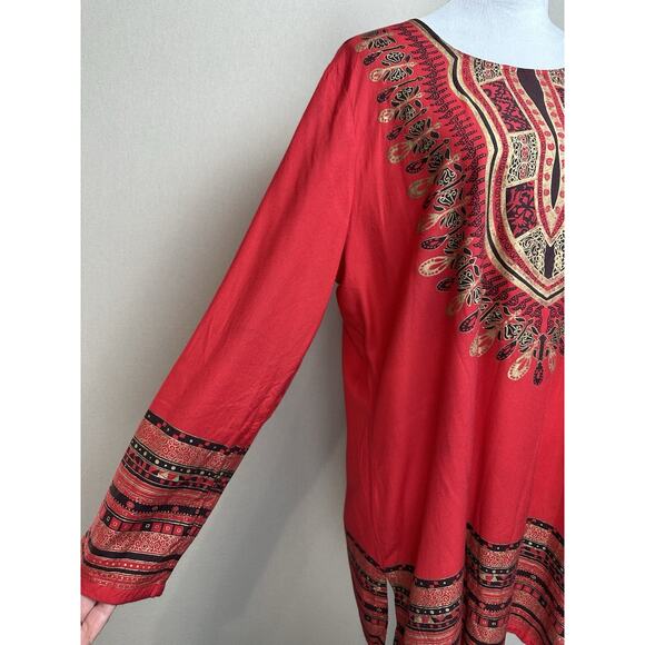 Ashro Women's Aztek African Indian Boho Size XL Tunic Top Colorful India - Picture 4 of 14